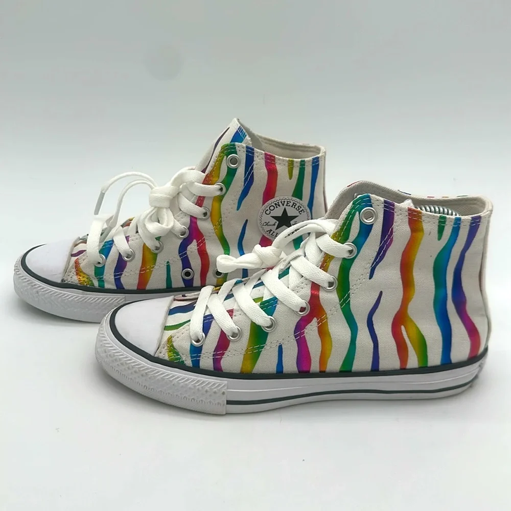 Converse Chuck Taylor Metallic Rainbow Stripe All Star Sneakers Junior Size US 4